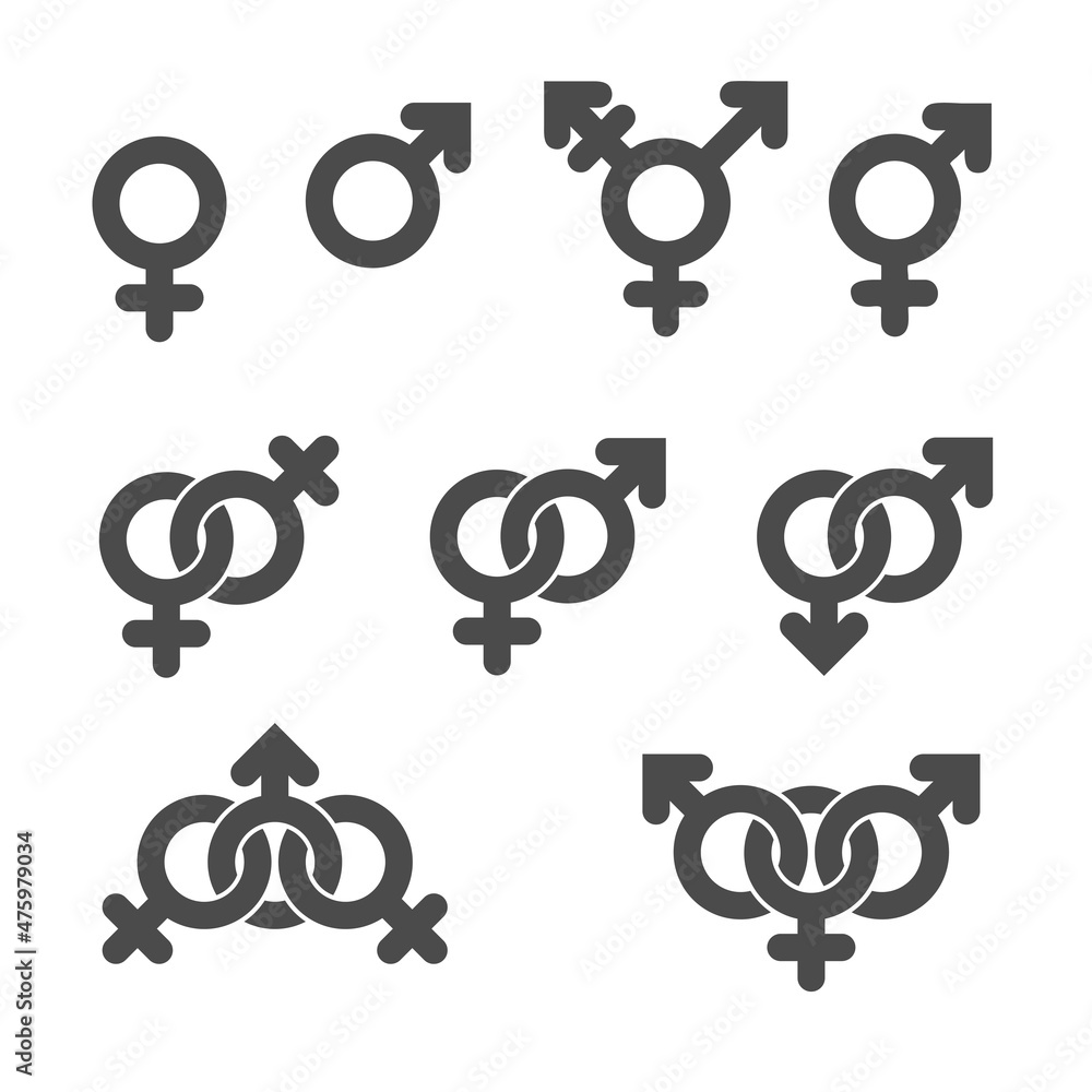 Gender symbol icons. Graphic elements set Gender symbol icons. Graphic elements set