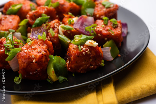 Chilli paneer starter food from India