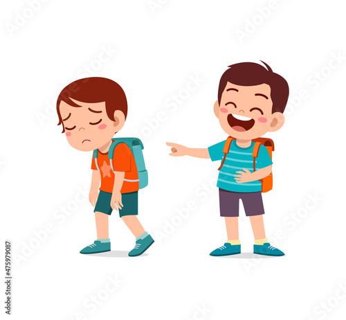 sad little boy get bullied from friend