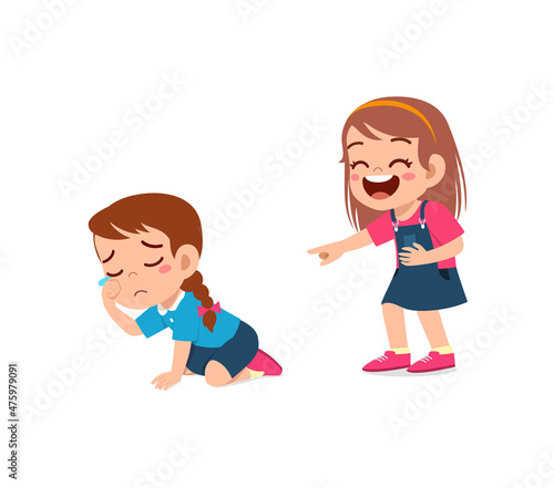 sad little girl get bullied from friend