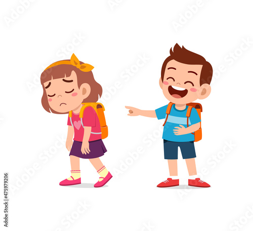sad little girl get bullied from friend