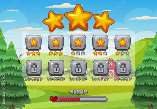 Game user interface with three stars