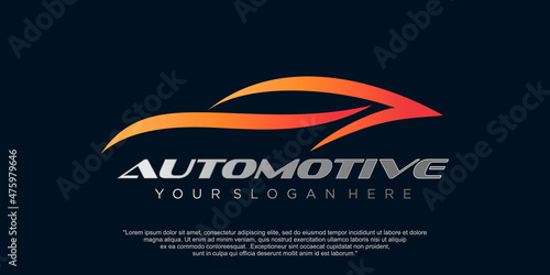 Automotive car logo design with concept sports vehicle icon silhouette . Vector illustration.