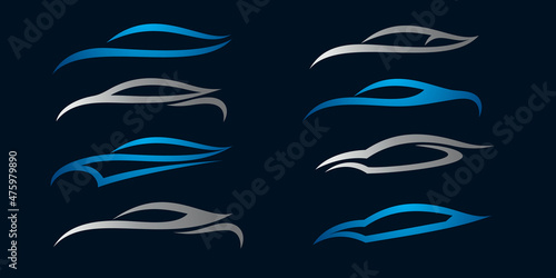 Auto car Logo icon set .Template vector icon Silver and blue colors