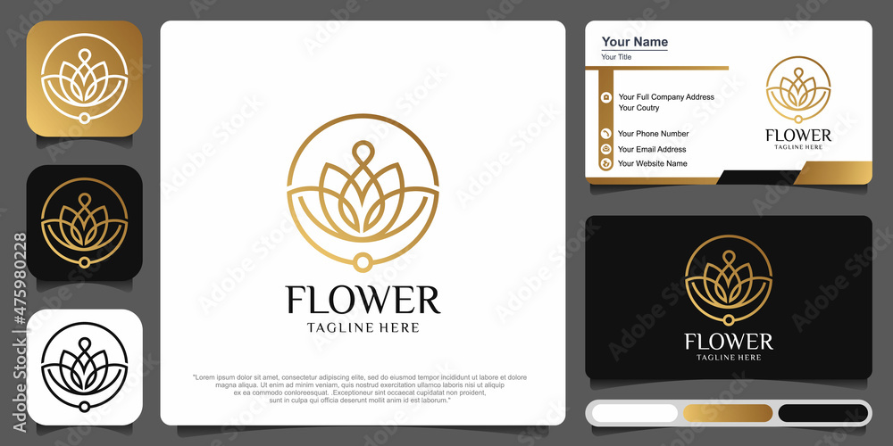 logo Lotus flower with business card . logo vector design