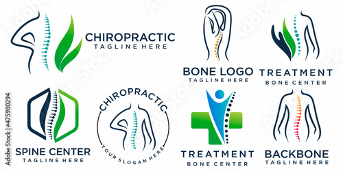 Creative Chiropractic Concept icon set Logo Design Template