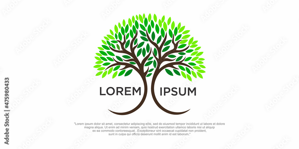 Obraz premium Abstract vibrant tree logo design, vector isolated on white background