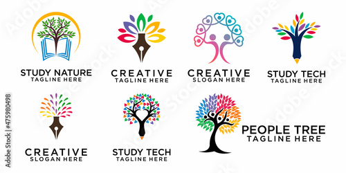 People Tree Concept icon set Logo Design Template