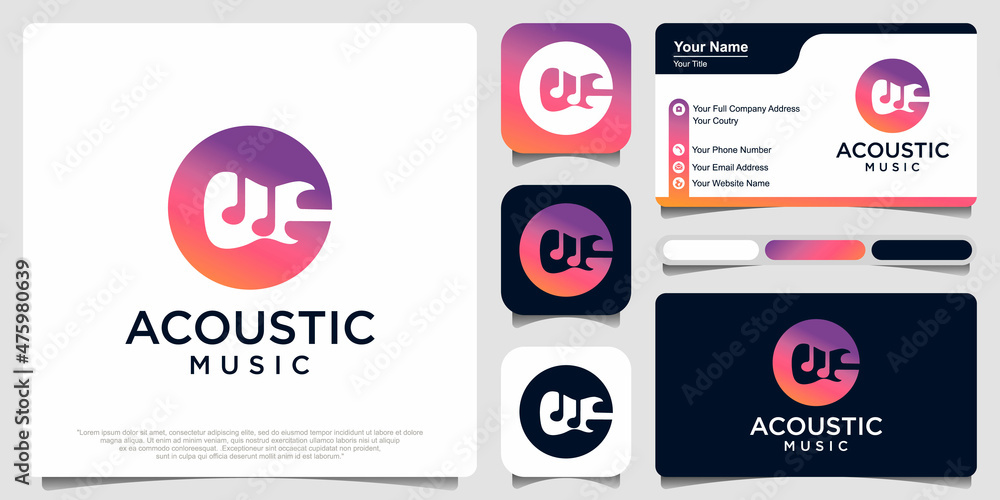 Acoustic guitar logo design vector Acoustic guitar logo design vector