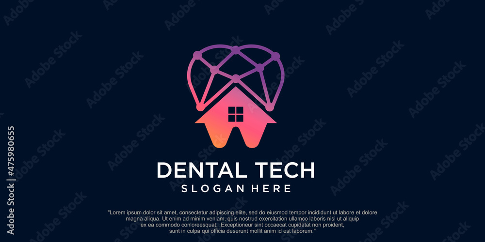 dental logo with combination home and technology .logo design vector