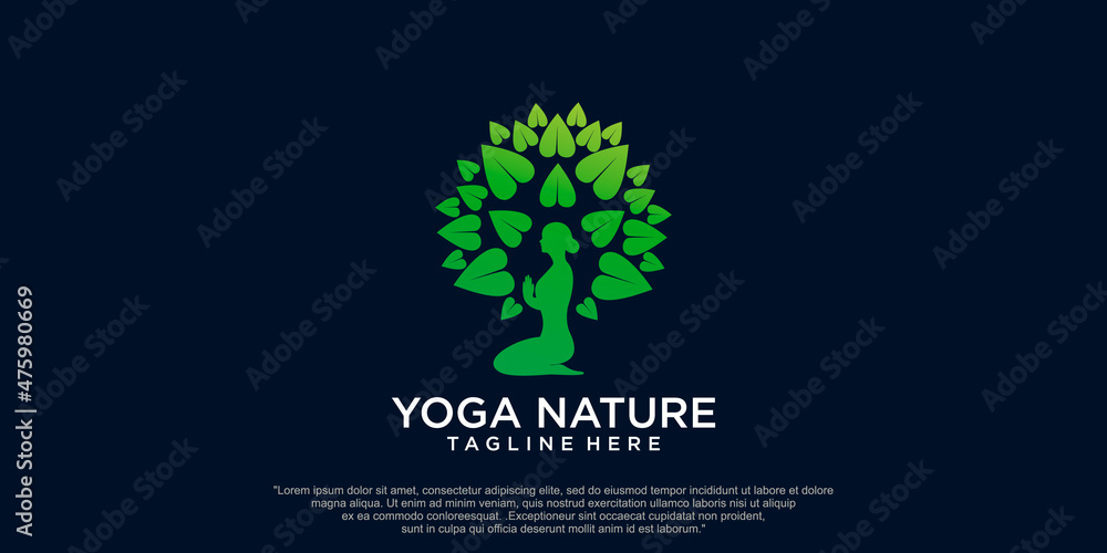 yoga nature logo design vector