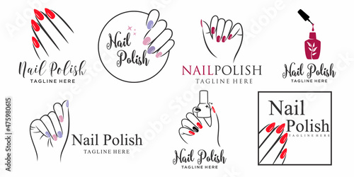 nail polish icon set logo design template photo