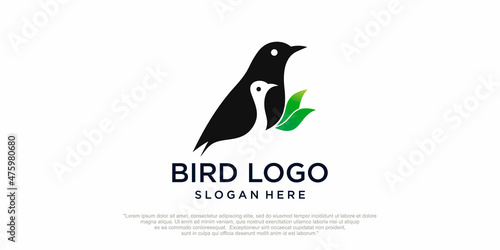 unique bird silhouette logo -logo vector illustration