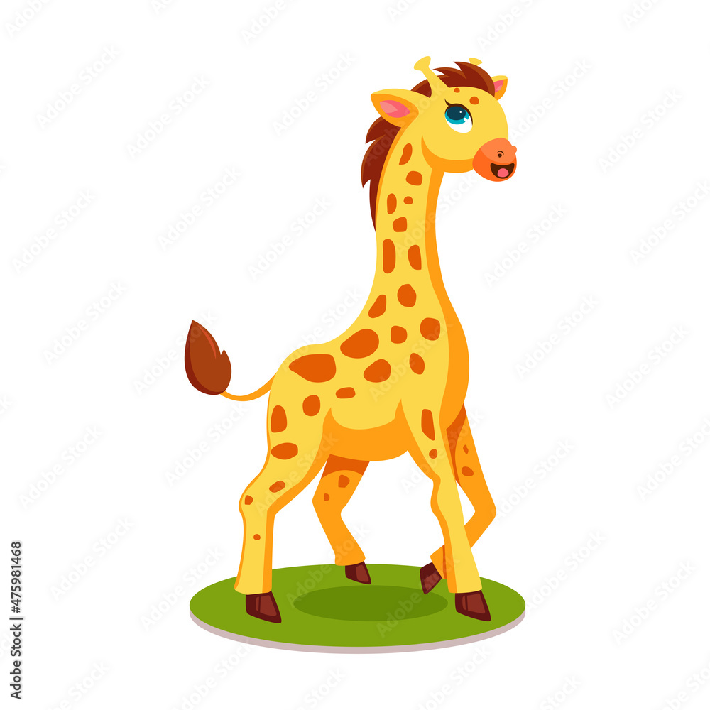 Fototapeta premium Beautiful giraffe cartoon vector illustration