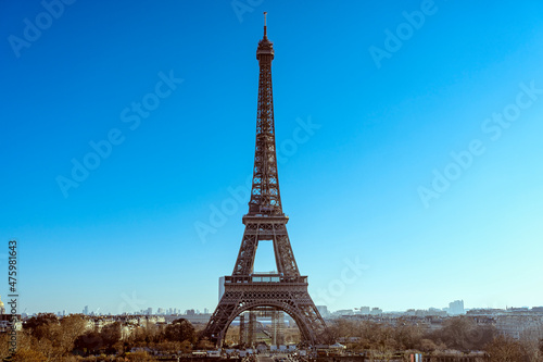 Eiffel Tower in Paris France, a great architecture and historical monument.