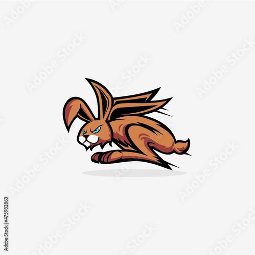 Fototapeta Naklejka Na Ścianę i Meble -  illustration vector graphic of running rabbit. fit for animal and pet, speed, farm, mascot design.