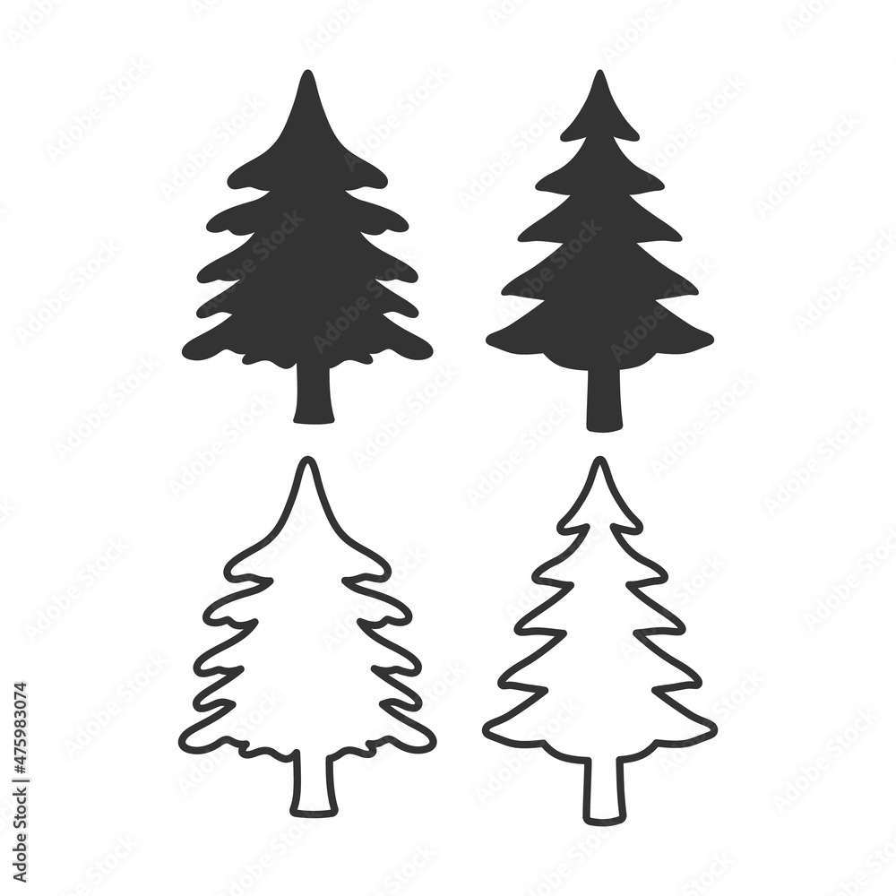 Obraz premium Christmas tree vector icon set
