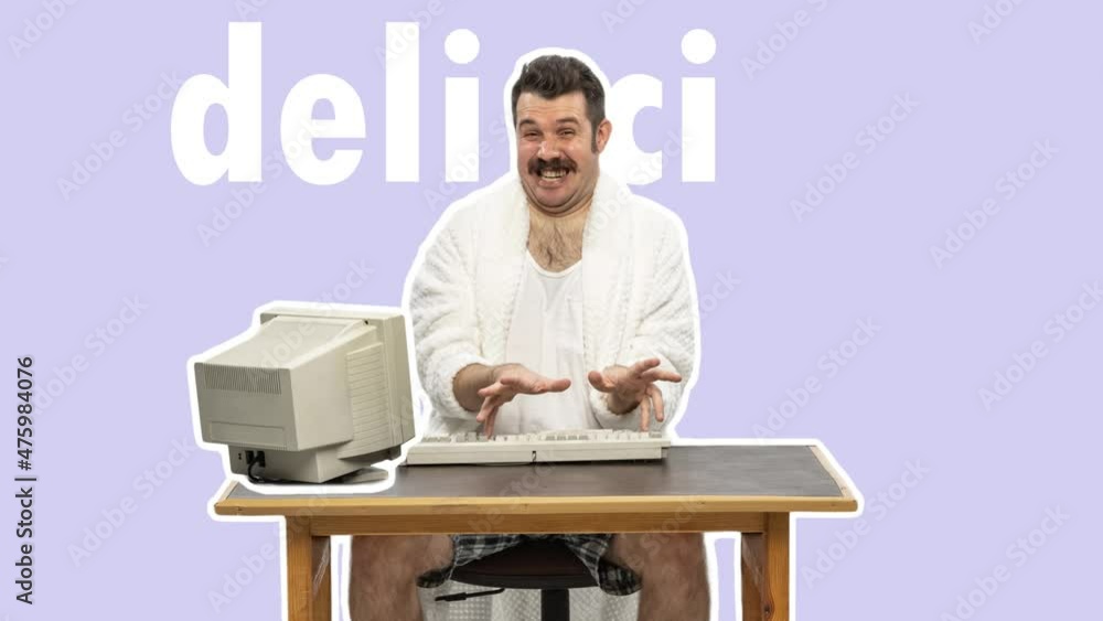 custom made wallpaper toronto digitalCrazy man typing text on a computer keyboard. Freelancer or office worker writing letters, using internet at home. 4k. Stop motion design, 2D animation. Funny business concept