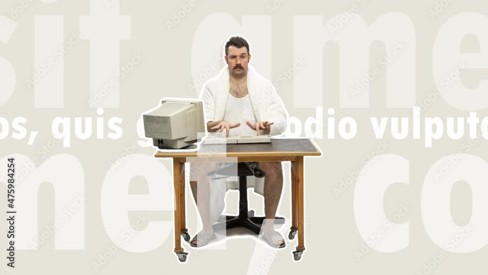 custom made wallpaper toronto digitalFunny serious man typing text on a computer keyboard. Freelancer or office worker writing letters using internet at home. Looped animation. 4k. Stop motion design, 2D animation. Business concept