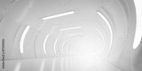 Fototapeta Naklejka Na Ścianę i Meble -  Light Corridor modern background. Futuristic Sci-Fi Tunnel. 3D Rendering