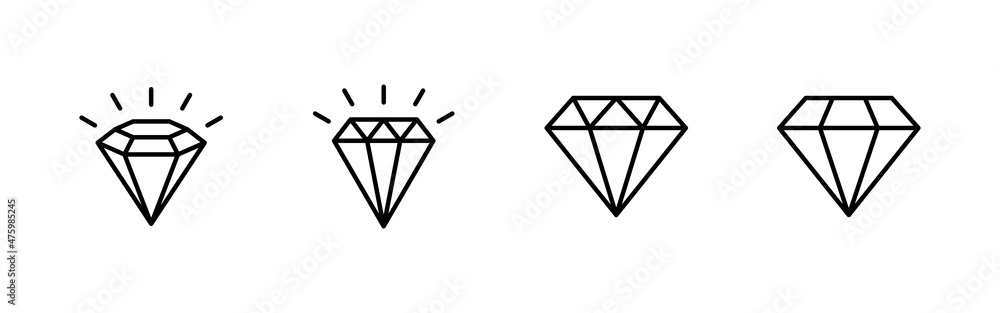 Diamond icons set. diamond gems sign and symbol Diamond icons set. diamond gems sign and symbol