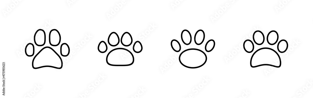 Paw icons set. paw print sign and symbol. dog or cat paw Paw icons set. paw print sign and symbol. dog or cat paw