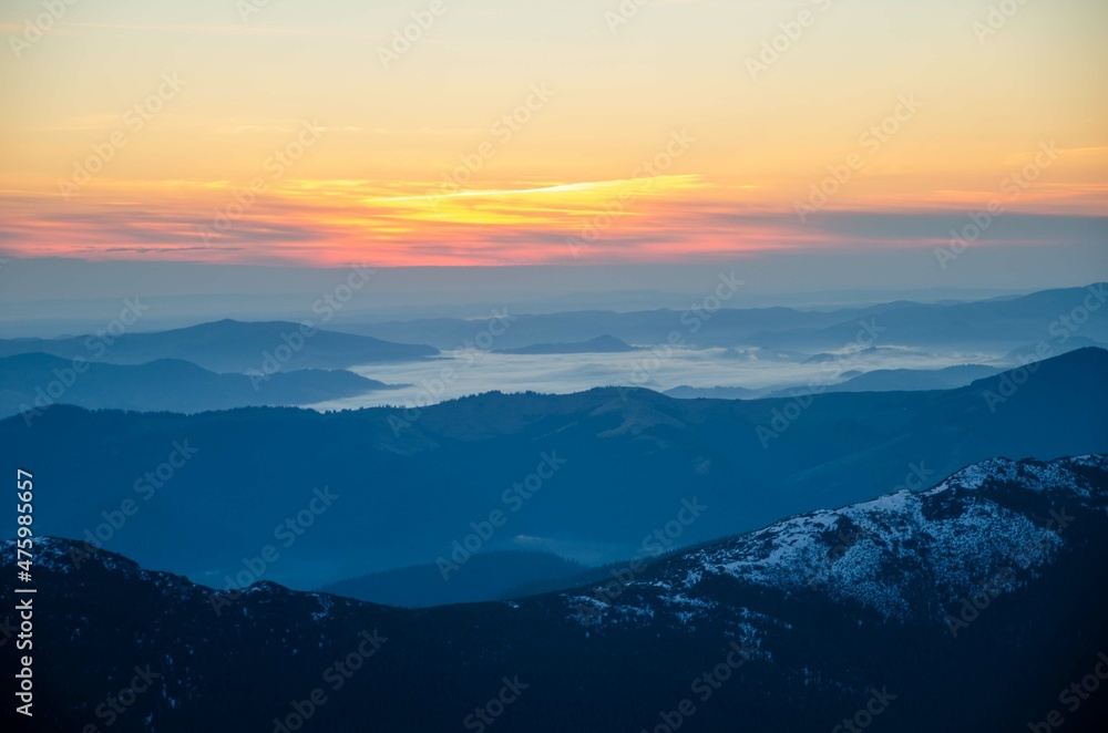 sunrise in the mountains