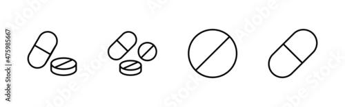 Pills icons set. capsule icon. Drug sign and symbol