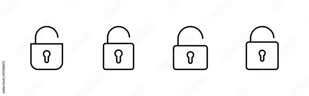 Unlock icons set. Unlock sign and symbol. unlocked padlock icon Unlock icons set. Unlock sign and symbol. unlocked padlock icon