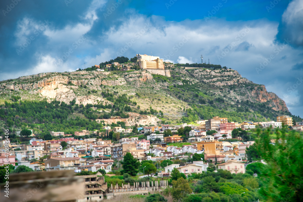 Town on the mountain hill, Sicily - Italy