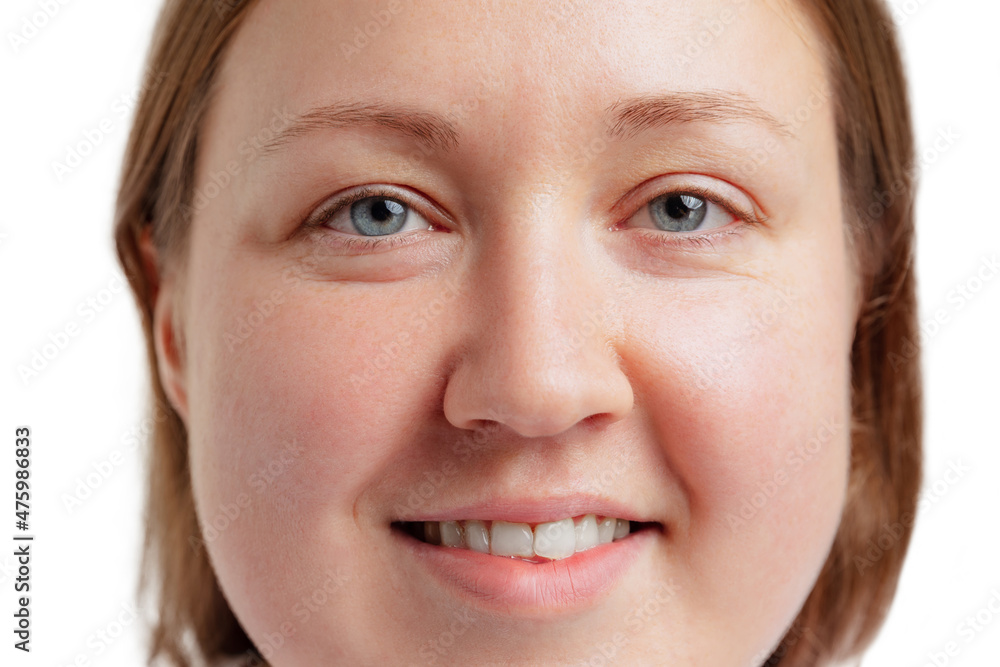 Close-up portrait of woman. Female face without makeup. Anti-aged cosmetology, well-kept skin, medicine and health. Close-up portrait of woman. Female face without makeup. Anti-aged cosmetology, well-kept skin, medicine and health.