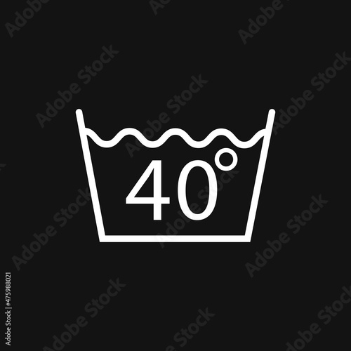 Machine wash warm 40, washing icon. Vector illustration, flat design
