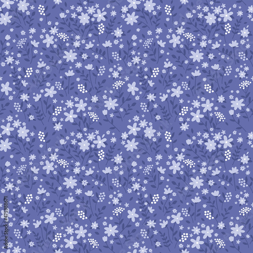 seamless pattern with cute tiny flowers. retro design. flat hand drawn vector illustration, nature inspired vintage background. Print for fabric, paper, card, stationery