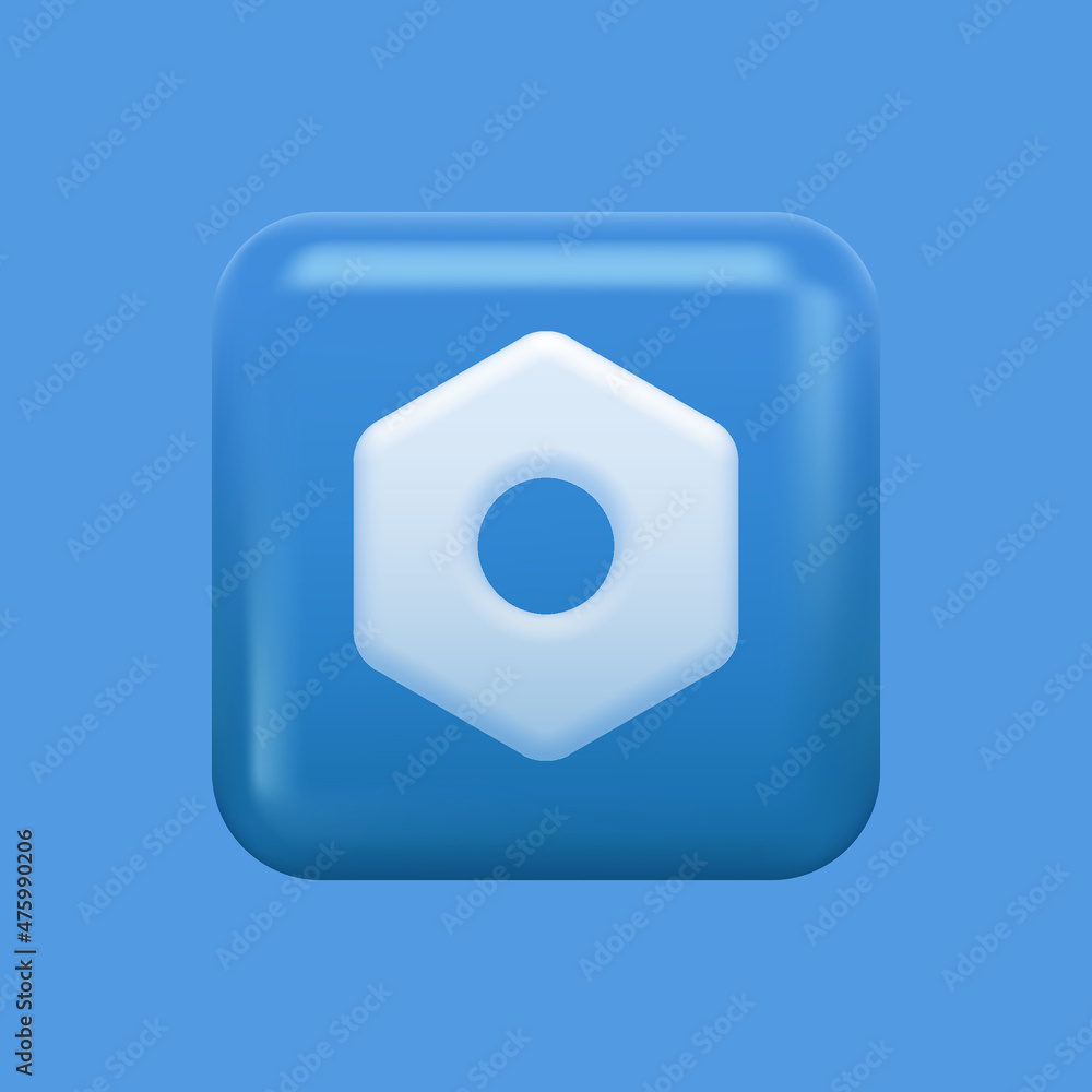 Blue Settings Icon. 3D Design for Isolated Button. Vector illustration Blue Settings Icon. 3D Design for Isolated Button. Vector illustration
