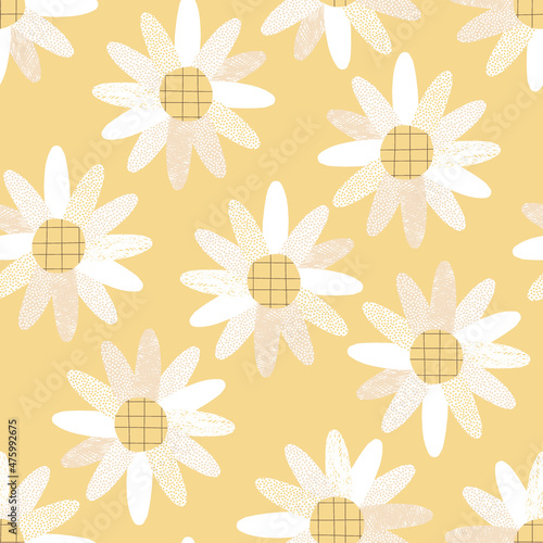 Boho baby Daisy flower vector seamless pattern Tapéta, Fotótapéta