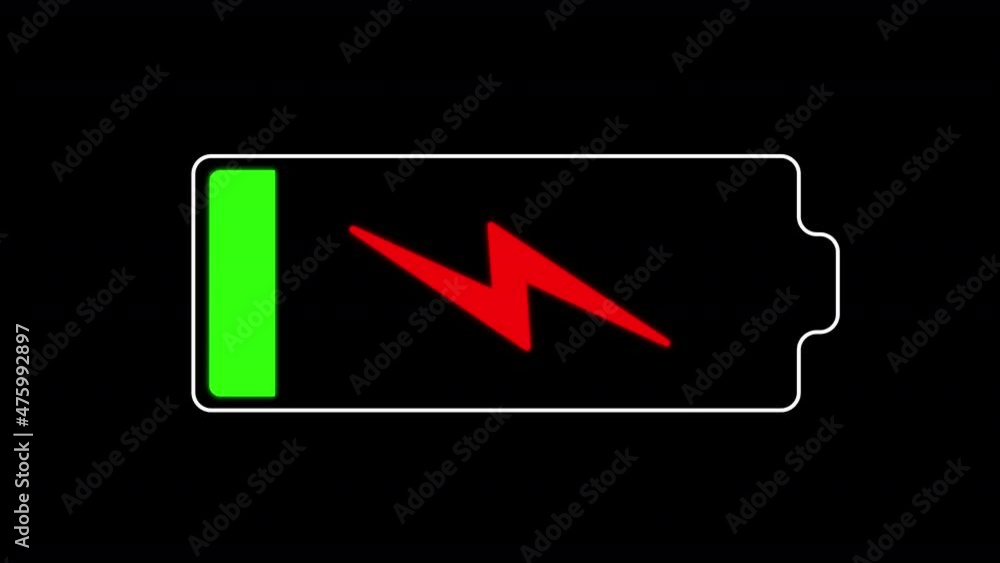Battery charging error. Charge battery with warning indicator. Seamless