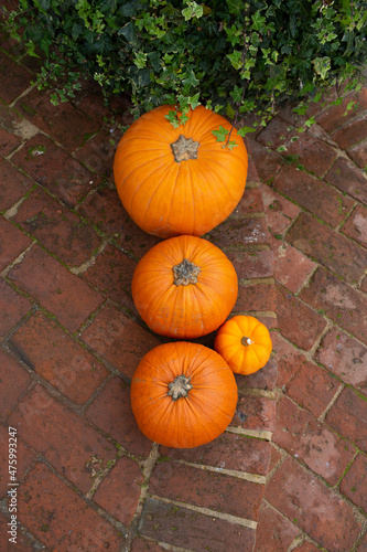 pumpkins on brick