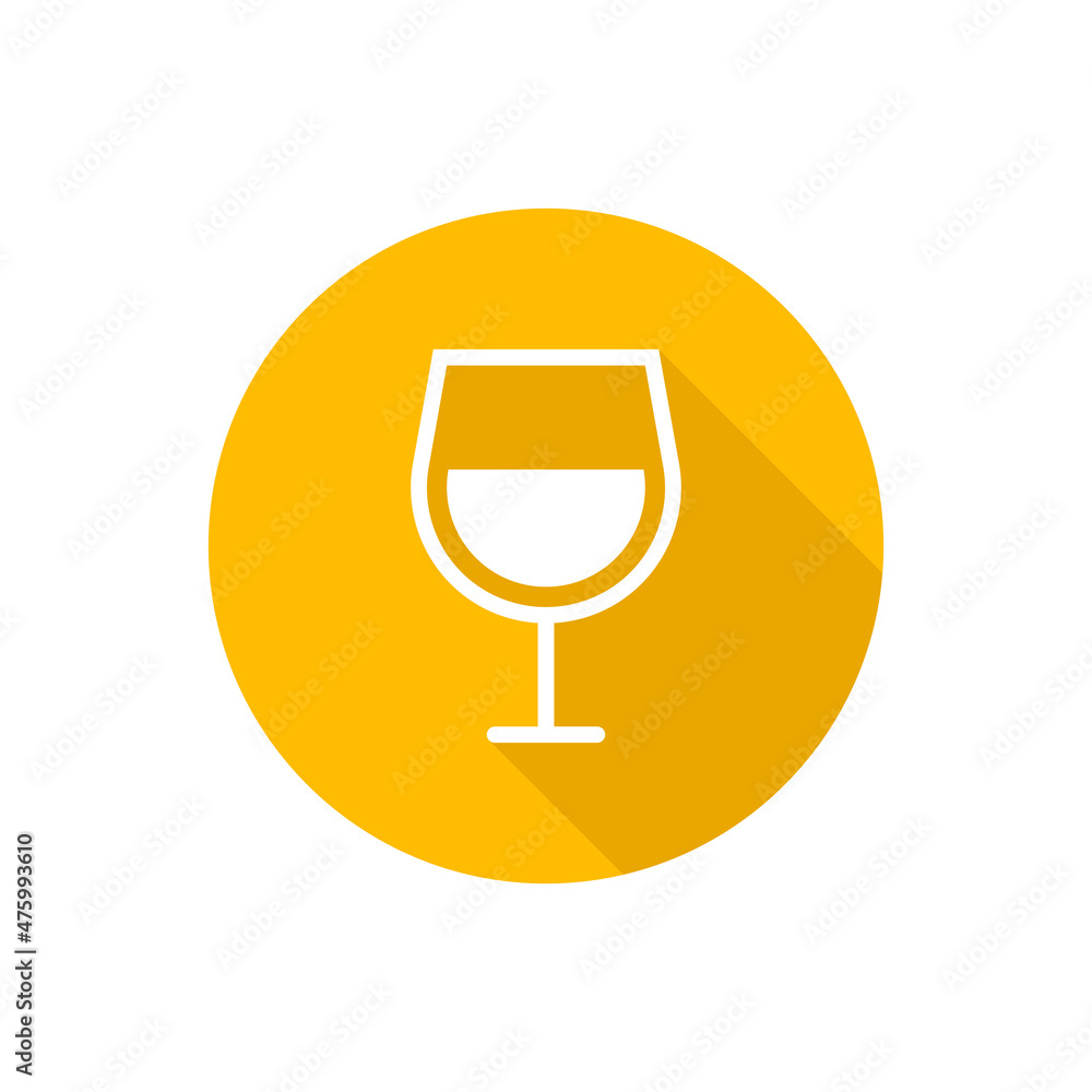 Glass of wine flat icon with shadow Glass of wine flat icon with shadow