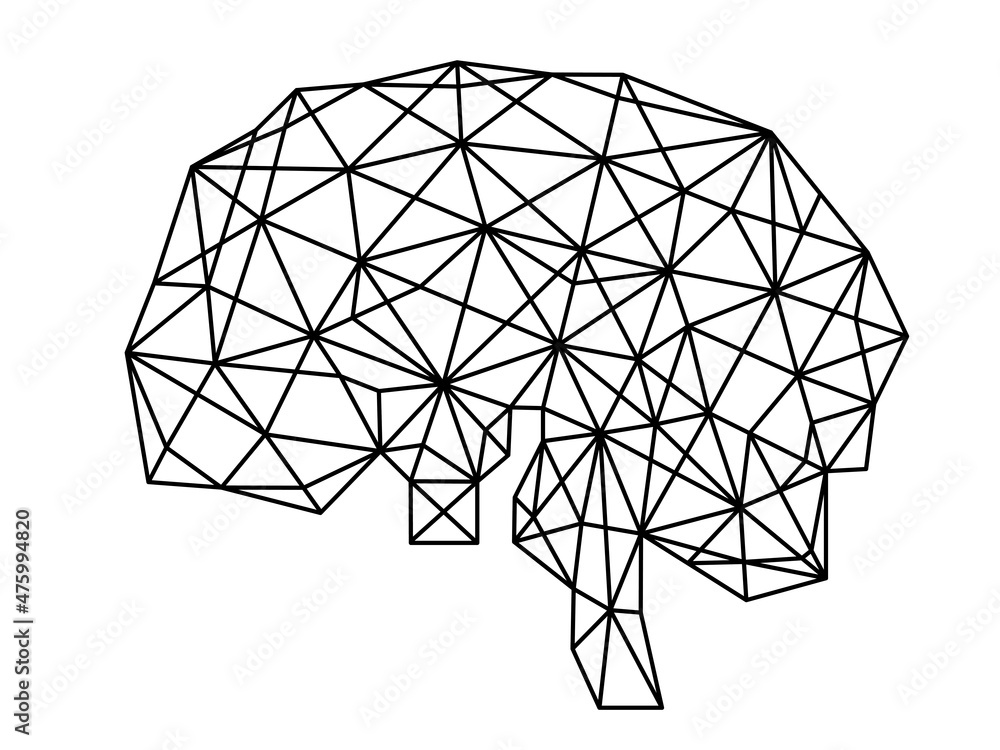 ジオメトリックの頭脳のイラスト　テクノロジーイメージ　グラフィック素材　Brain, geometric