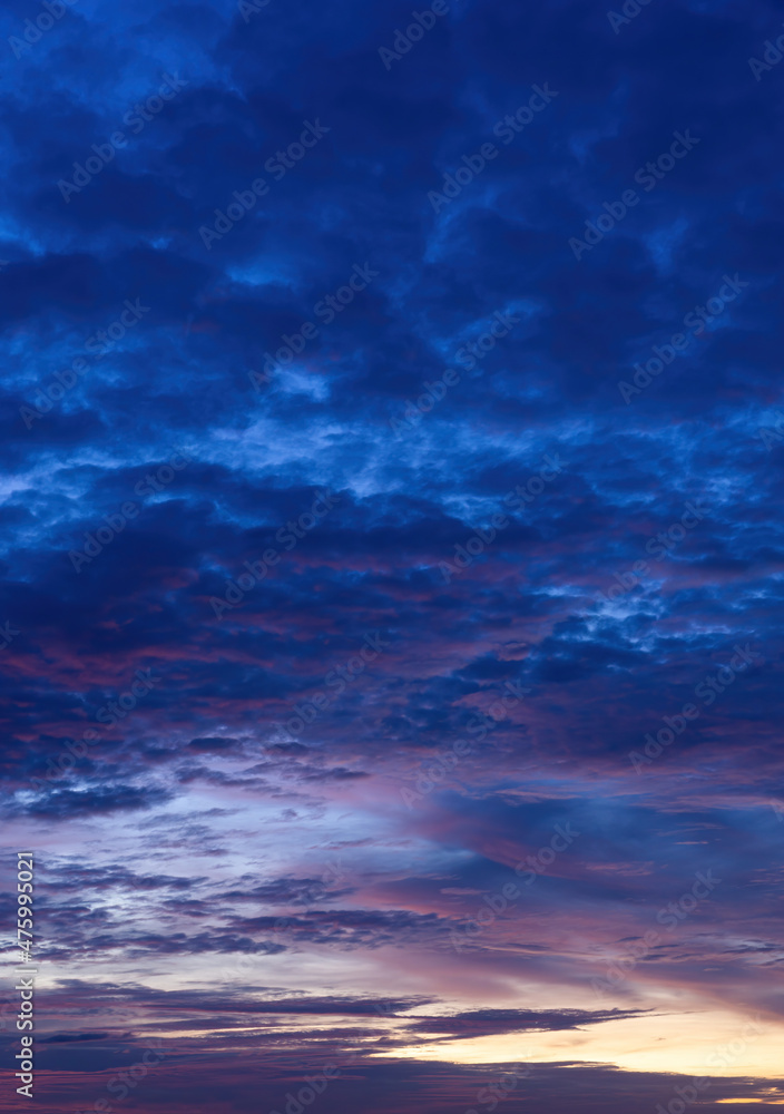 Beautiful view of sky with clouds at sunrise. Partly cloudy. Colorful sunset. Natural blue sky background texture, beautiful color. Beautiful view of sky with clouds at sunrise. Partly cloudy. Colorful sunset. Natural blue sky background texture, beautiful color.