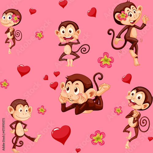 Monkey seamless pattern background