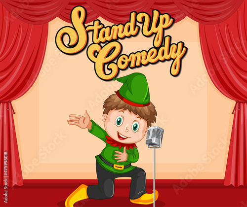Boy actor performing singing on stage