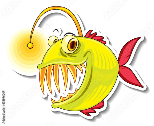 Anglerfish fish cartoon sticker