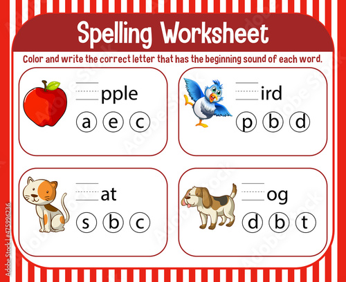 Spelling worksheet template for kids