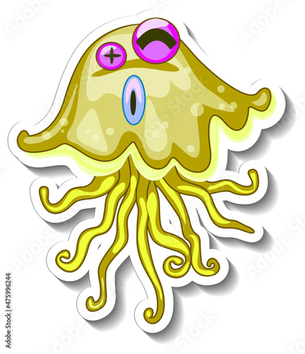 Jellyfish sea animal cartoon sticker