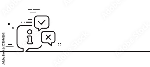 Information line icon. Info speech bubble sign. Help inform symbol. Minimal line illustration background. Info line icon pattern banner. White web template concept. Vector photo