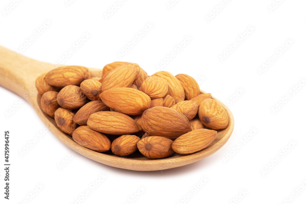Almonds on white background. Healty food concept. Almonds on white background. Healty food concept.