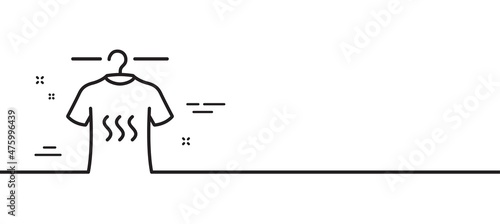 Dry t-shirt line icon. Laundry shirt sign. Clothing cleaner symbol. Minimal line illustration background. Dry t-shirt line icon pattern banner. White web template concept. Vector