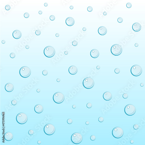 Fondo azul con gotas de agua y burbujas