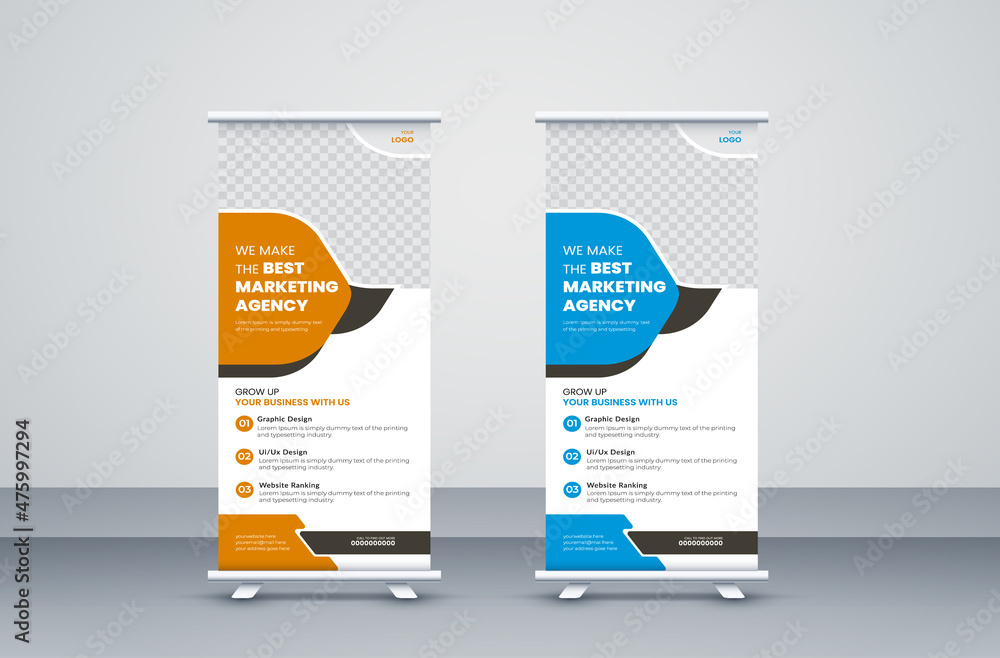 Roll up banner set design, advertisement roll up the banner template ...